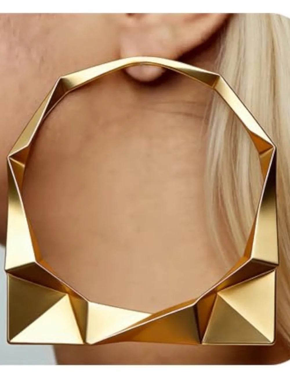 Anthropologie Gold  color Faceted Geometric Hoop Earrings